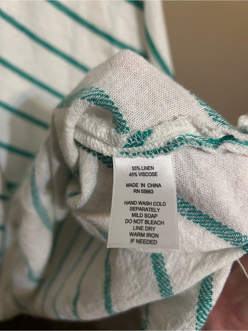 Tahari linen blend green and white midi dress with asymmetrical hemline XS - Picture 4 of 4